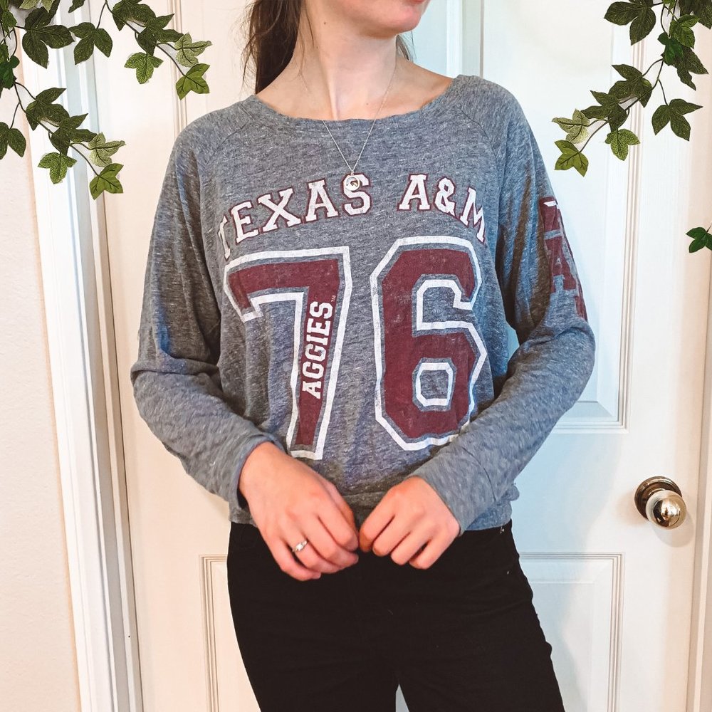 Texas A&M Aggies Long Sleeve Tee Recycled Karma college football comfortable, L